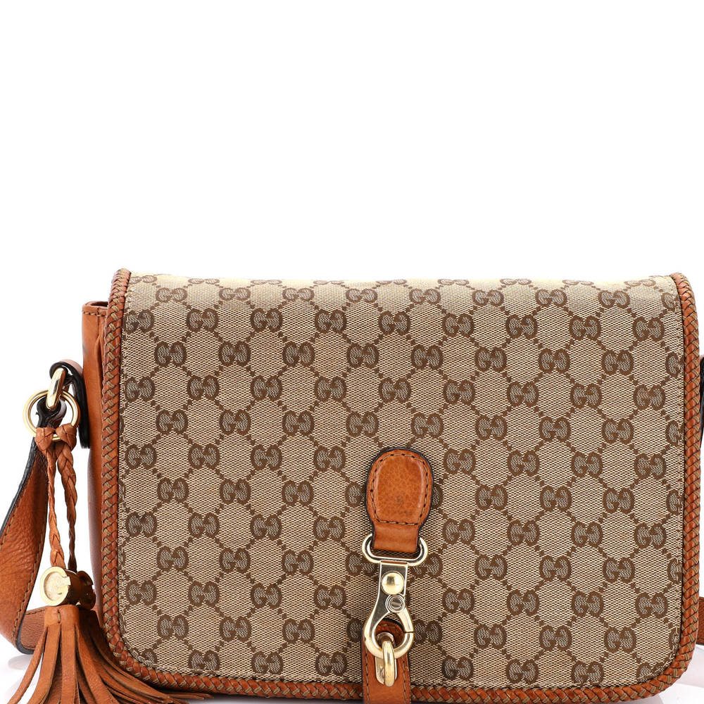 Gucci Medium Marrakech Messenger Bag GG Canvas with Leather